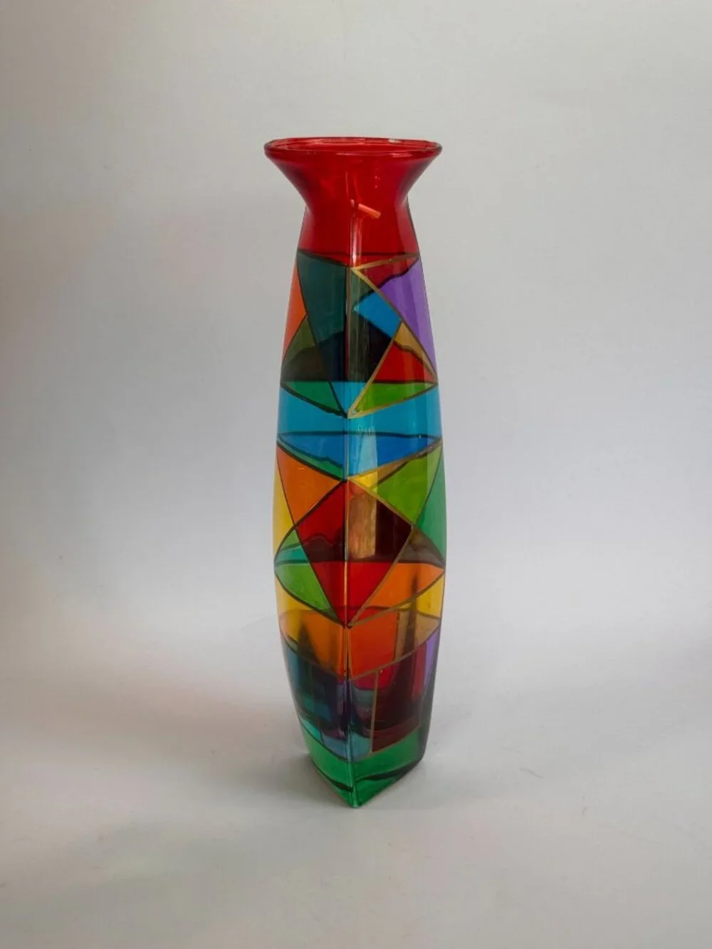 CC Zecchin Venezia Italy Art Glass Vases Pair Cristalli & Colori 8.75